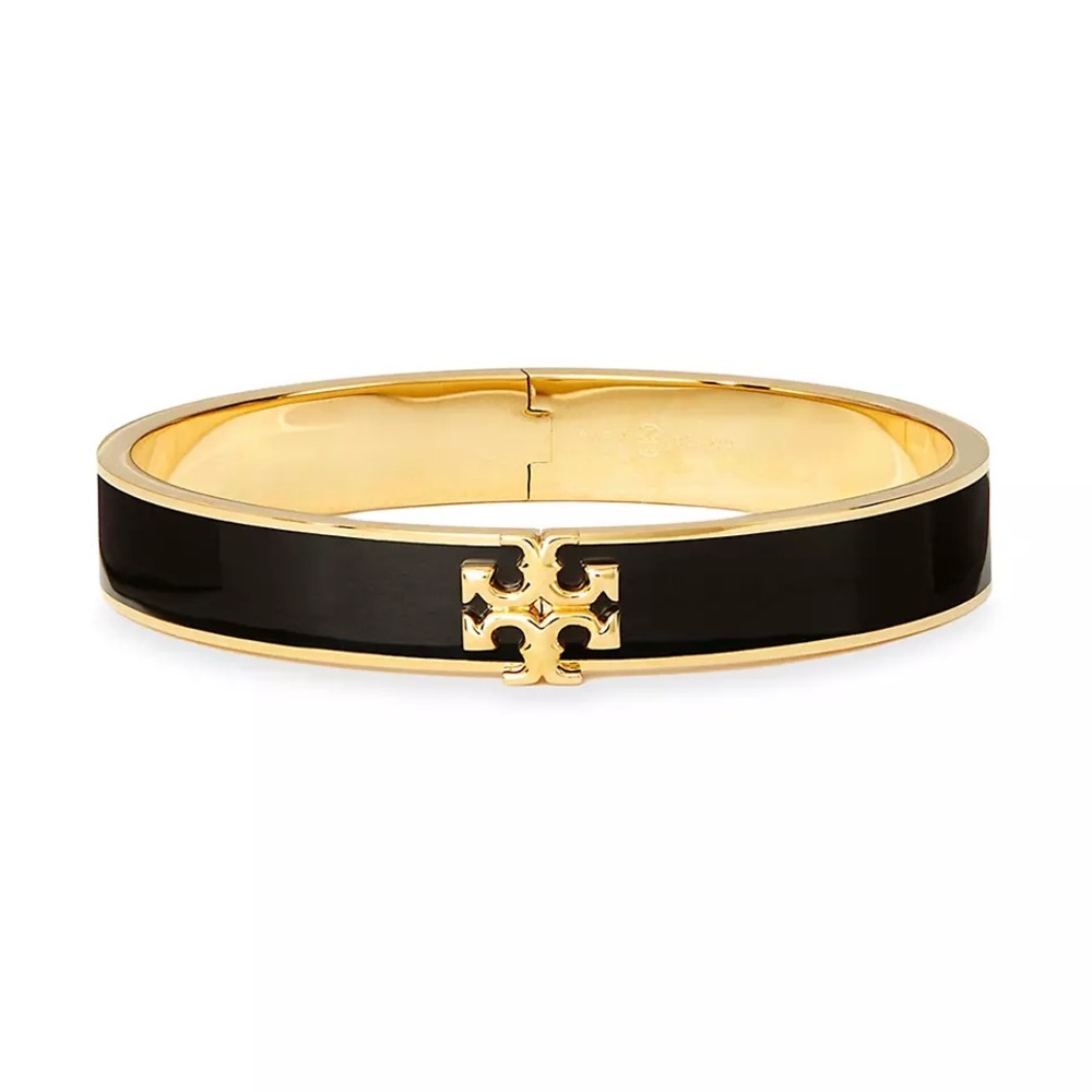 Tory Burch Kira 18K-Gold-Plated & Enamel Medium Hinged Bangle